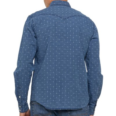 画像2: ラッキーブランド スナップフロント コットン インディゴ ウエスタンシャツ(長袖)S/Lucky Brand Indigo Stripe Long Sleeve Western Shirt