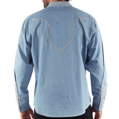 画像2: スカリー パイピング アローチップエンド スナップフロント ウエスタン シャツ(長袖/デニム)M(身幅61cm)/Scully Piping Long Sleeve Western Shirt Denim(Men's)