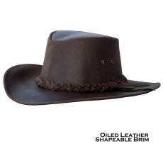 画像1: レザー ハットバンド オイルドレザー ハット（ブラウン）/Kakadu Leather Band Leather Hat (Brown) (1)