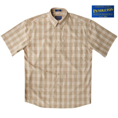 画像1: ペンドルトン 半袖 シャツ（タン/ブルー）/Pendleton Plaid Shortsleeve Shirt(Tan)