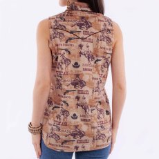 画像2: スカリー ノースリーブ レディース ウエスタンシャツ バッキングブロンコ アメリカンステイツ /Scully Sleeveless Western Shirt Bucking Broncos States Brown(Women's) (2)