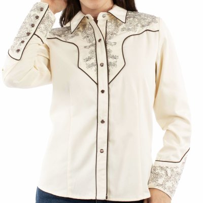 画像1: スカリー 刺繍 ウエスタン シャツ(長袖/クリーム)S/Scully Long Sleeve Western Shirt(Women's)