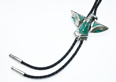 画像2: ボロタイ ネイティブ サンダーバード（シルバー・ターコイズ）/Western Bolo Tie Native Thunderbird