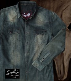 画像1: スカリー ウエスタン デニム シャツ（長袖/デニム）S（身幅53cm）【訳あり商品-SDGs】/Scully Long Sleeve Western Shirt(Men's) (1)