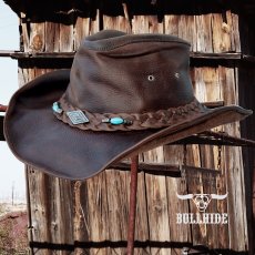 画像1: ブルハイド ピンチフロントクラウン レザー カウボーイ ハット ロイストン（ブラウン）L（58cm〜59cm）【訳あり商品-SDGs】/Bullhide Royston Genuine Leather Hat(Brown) (1)