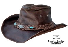 画像2: ブルハイド ピンチフロントクラウン レザー カウボーイ ハット ロイストン（ブラウン）L（58cm〜59cm）【訳あり商品-SDGs】/Bullhide Royston Genuine Leather Hat(Brown) (2)