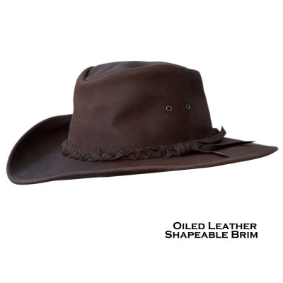 画像1: オイルドレザー レザー ハットバンド UPF50＋ハット（ブラウン）L（ハットサイズ58cm）/Kakadu Leather Band Leather Hat (Brown)