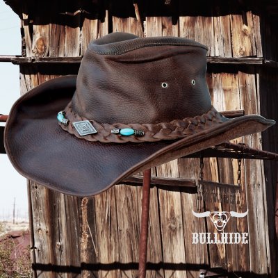 画像1: ブルハイド ピンチフロントクラウン レザー カウボーイ ハット ロイストン（ブラウン）L（58cm〜59cm）【訳あり商品-SDGs】/Bullhide Royston Genuine Leather Hat(Brown)
