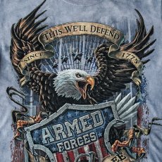 画像2: アメリカンイーグル＆星条旗 ARMED FORCES 半袖Tシャツ（ライトブルー）S/American Eagle/U.S.A Shortsleeve T-shirt  (2)