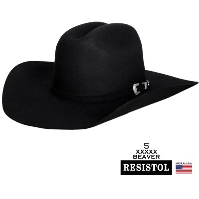 画像1: レジストル 5XXXXX ビーバー 100%ピュアーファーフェルト カウボーイ ハット（ブラック）大きいサイズもあり/Resistol The Challenger 5X Beaver 100% Pure Fur Felt Cowboy Hat (Black)