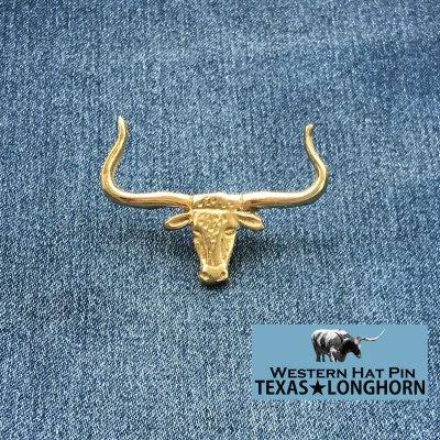 画像1: テキサス ロングホーン ウエスタン ハット ピン/Hat Pin Texas Longhorn(Gold)