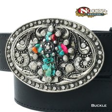 画像1: ノコナ ラインストーン マルチストーン ベルト バックル（シルバー）/Nocona Belt Buckle (1)