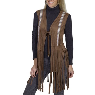 画像2: スカリー ロング フリンジ ベスト（タン）S/Scully Long Fringe Vest w/embroidered ribbon band Tan(Women's)