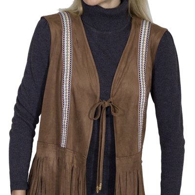 画像3: スカリー ロング フリンジ ベスト（タン）S/Scully Long Fringe Vest w/embroidered ribbon band Tan(Women's)