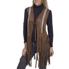 画像2: スカリー ロング フリンジ ベスト（タン）S/Scully Long Fringe Vest w/embroidered ribbon band Tan(Women's) (2)