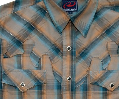 画像2: ローパー ウエスタンシャツ（ブルー・ラスト/長袖）M（身幅56cm）/Roper Long Sleeve Western Shirt(Blue/Rust)