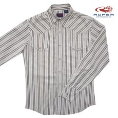 画像1: ローパー ウエスタンシャツ（チャコール ストライプ/長袖）S（身幅54cm）【訳あり商品-SDGs】/Roper Long Sleeve Western Shirt(Charcoal) (1)