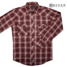 画像1: ローパー ウエスタンシャツ（バーガンディーレッド・タン/長袖）S（身幅55cm）/Roper Long Sleeve Western Shirt(Burgundy/Tan) (1)