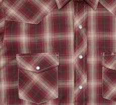 画像2: ローパー ウエスタンシャツ（バーガンディーレッド・タン/長袖）S（身幅55cm）/Roper Long Sleeve Western Shirt(Burgundy/Tan) (2)