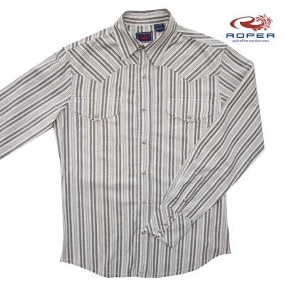 画像1: ローパー ウエスタンシャツ（チャコール ストライプ/長袖）S（身幅54cm）【訳あり商品-SDGs】/Roper Long Sleeve Western Shirt(Charcoal)