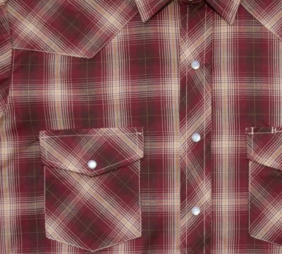 画像2: ローパー ウエスタンシャツ（バーガンディーレッド・タン/長袖）S（身幅55cm）/Roper Long Sleeve Western Shirt(Burgundy/Tan)