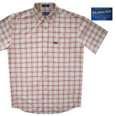 画像1: ペンドルトン 半袖 コットン シャツ（タン/レッド）大きいサイズ/Pendleton Plaid Shortsleeve Shirt(Tan/Red) (1)