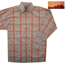 画像1: パンハンドルスリム スナップフロント ウエスタンシャツ（長袖/ビンテージ ラスト・グレー）/Panhandle Slim Western Shirt(Rust/Grey) (1)