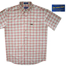 画像1: ペンドルトン 半袖 コットン シャツ（タン/レッド）大きいサイズ/Pendleton Plaid Shortsleeve Shirt(Tan/Red) (1)