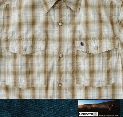 画像2: カーハート 半袖 スナップフロント ウエスタン ワーク シャツ（ライトブラウン）S/Carhartt Short Sleeve Snap Front Poplin Shirt(Light Brown)