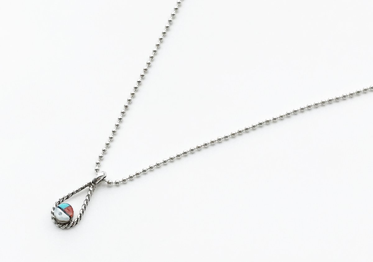 画像2: ネイティブアメリカン ズニ族作 スターリングシルバー マルチインレイ サンフェイス ネックレス/Native American Zuni Multi Inlay Sunface Necklace (2)