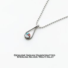 画像1: ネイティブアメリカン ズニ族作 スターリングシルバー マルチインレイ サンフェイス ネックレス/Native American Zuni Multi Inlay Sunface Necklace (1)