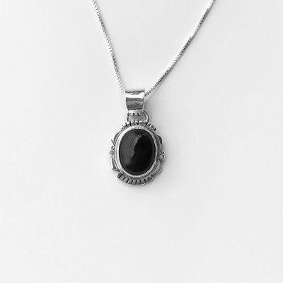 画像2: ナバホ オニキス&スターリングシルバー ネックレス/Navajo Handmade Onyx&Sterling Silver Necklace