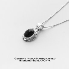 画像1: ナバホ オニキス&スターリングシルバー ネックレス/Navajo Handmade Onyx&Sterling Silver Necklace (1)