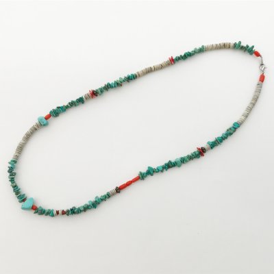 画像1: ターコイズ ビーズ ネックレス 55cm/Turquoise Nugget Necklace