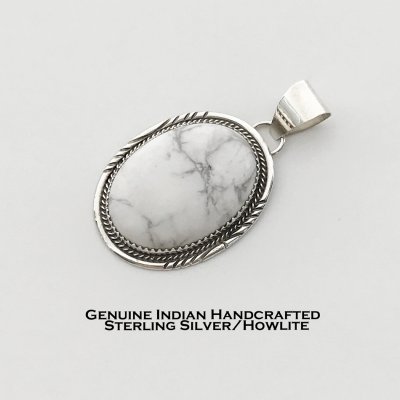画像1: ネイティブアメリカン ナバホ族作 スターリングシルバー ハウライト ペンダント トップ/Native American Navajo Sterling Silver Howlite Pendant 