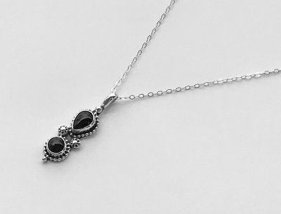 画像2: ネイティブアメリカン ナバホ族 R P S作 スターリングシルバー オニキス ネックレス/Native American Navajo Sterling Silver Onyx Necklace