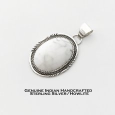 画像1: ネイティブアメリカン ナバホ族作 スターリングシルバー ハウライト ペンダント トップ/Native American Navajo Sterling Silver Howlite Pendant  (1)