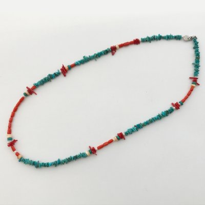 画像1: ターコイズ ビーズ ネックレス 56cm/Turquoise Nugget Necklace