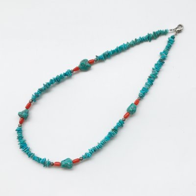 画像1: ターコイズ ビーズ ネックレス 42cm/Turquoise Nugget Necklace