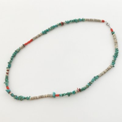 画像1: ターコイズ ビーズ ネックレス 55cm/Turquoise Nugget Necklace