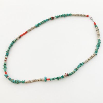 画像1: ターコイズ ビーズ ネックレス 55cm/Turquoise Nugget Necklace
