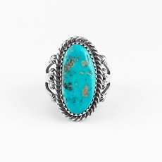 画像2: ネイティブアメリカン ナバホ族  ハンドメイド スターリングシルバー ターコイズ リング 11号/Native American Navajo L.I.CHEE Sterling Silver Turquoise Handmade Ring (2)