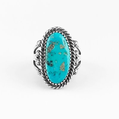 画像2: ネイティブアメリカン ナバホ族  ハンドメイド スターリングシルバー ターコイズ リング 11号/Native American Navajo L.I.CHEE Sterling Silver Turquoise Handmade Ring