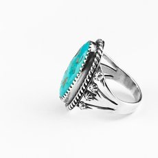 画像3: ネイティブアメリカン ナバホ族  ハンドメイド スターリングシルバー ターコイズ リング 11号/Native American Navajo L.I.CHEE Sterling Silver Turquoise Handmade Ring (3)