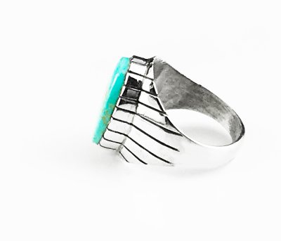 画像2: ネイティブアメリカン ナバホ族  ハンドメイド スターリングシルバー ターコイズ リング 21号/Native American Navajo Sterling Silver Turquoise Handmade Ring