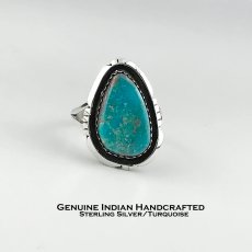 画像1: ネイティブアメリカン ナバホ族  ハングスペンサー作 ハンドメイド スターリングシルバー ターコイズ リング 11号/Native American Navajo HANG SPENCER Sterling Silver Turquoise Handmade Ring (1)