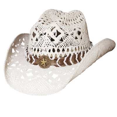 画像1: ブルハイド ウエスタン ストローハット ノーティガール(スター・ホワイト)/Bullhide Cowboy Straw Hat Naughty Girl(White)