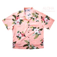 画像1: アメリカ・ハワイ製 レディース アロハシャツ（ピンク）S/Aloha Shirt(Women's) (1)