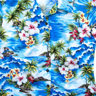 画像2: レディース アロハシャツ アメリカ・ハワイ製（オーシャンブルー）/Aloha Shirt(Women's)