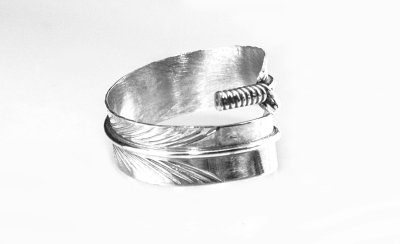 画像3: ネイティブアメリカン ナバホ族 ハンドメイド スターリングシルバー フェザー ラップリング/Native American Navajo Handmade Sterling Silver Wrap Ring
